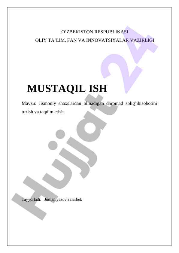 Daromad solig'i hisobotini tayyorlash va taqdim etish