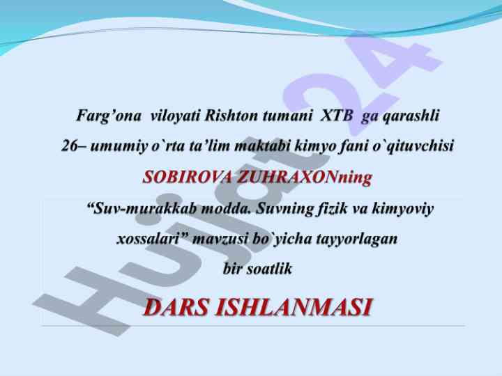 O’quvchilarga suv murakkab moddaligi haqda ta’lim