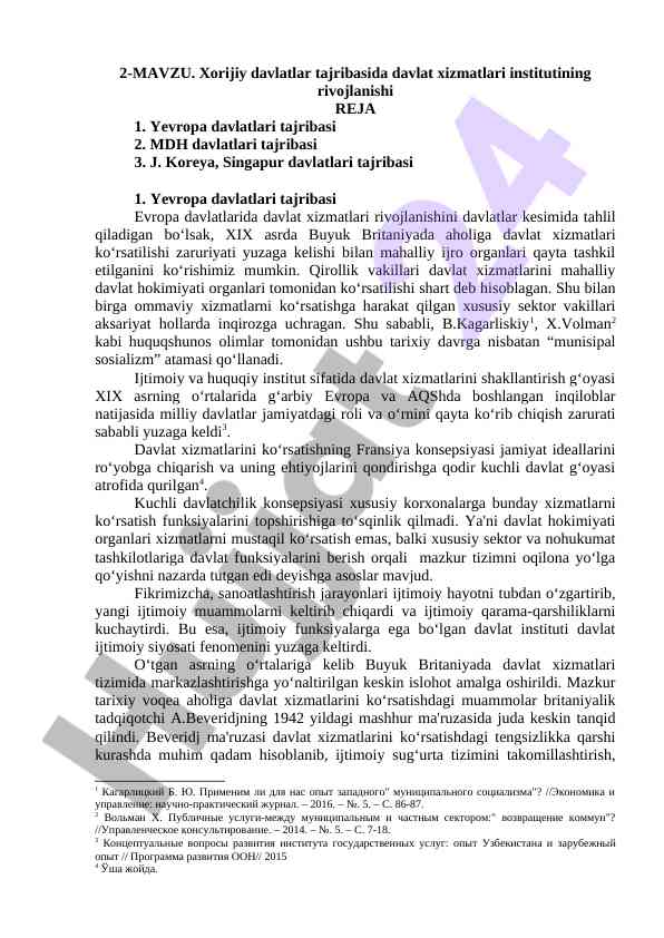 Xorijiy davlatlar tajribasi: davlat xizmatlari rivojlanishi