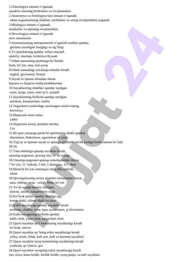 Osteologiya va anatomiyaning asosiy tushunchalari