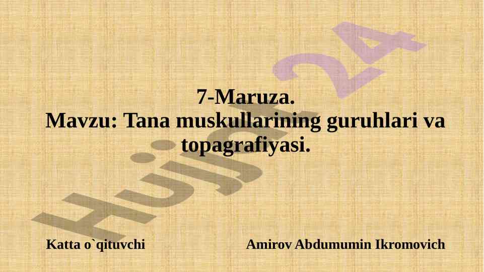 Tana muskullarining guruhlari va topagrafiyasi