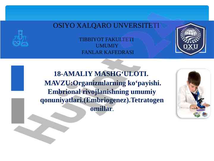 Embriogenez va maydalanish bosqichlari