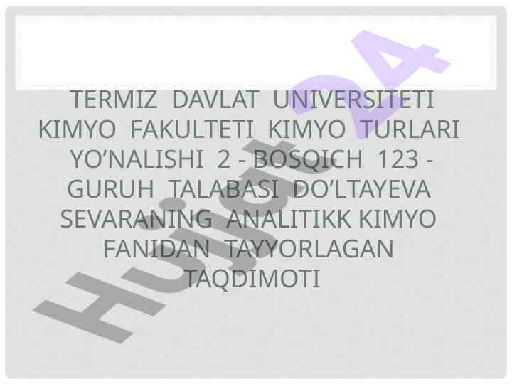 Mn2+ kationining analitik kimyosi taqdimoti