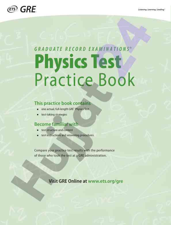 Gre physics test practice book overview