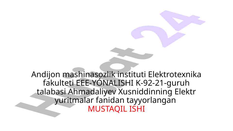 Elektr yuritmalarni quvvat iste'molini oshirish