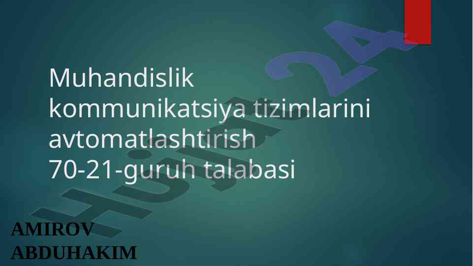 Muhandislik kommunikatsiya tizimlarini avtomatlashtirish