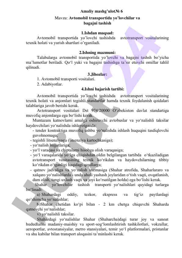 Avtomobil transportida yo'lovchilarni tashish