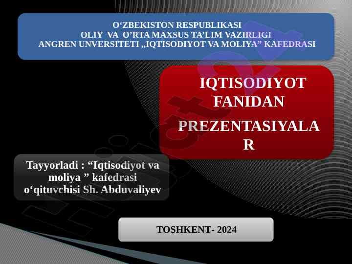 Iqtisodiyotning asosiy masalalari va ehtiyojlar
