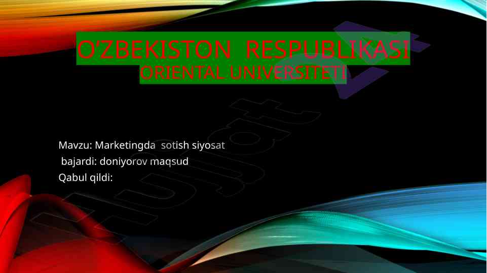 Marketingda sotish siyosatining muhim asoslari