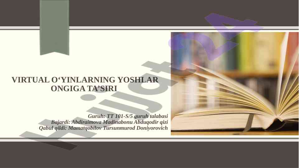 Virtual o'yinlarning yoshlar ongiga ta'siri