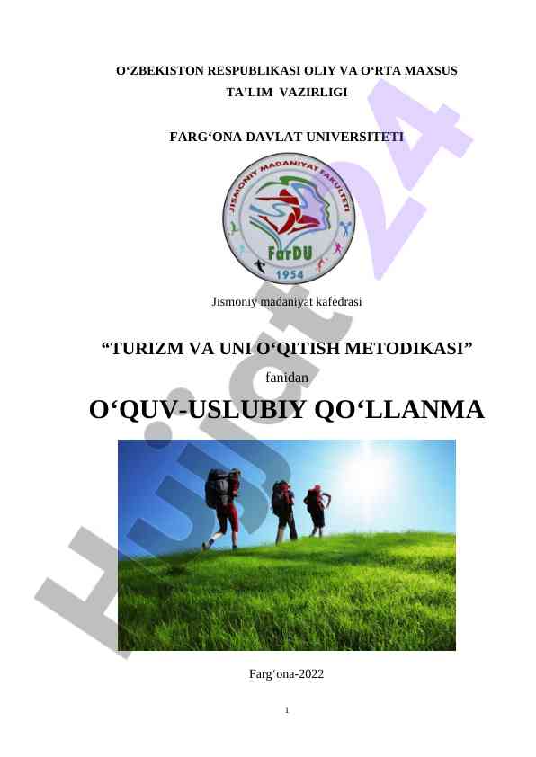 Turizm va uni o‘qitish metodikasi bo‘yicha qo‘llanma