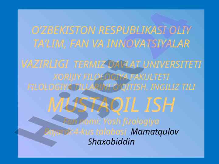 Tayanch harakat apparati fiziologiyasi va yoshga hos xususiyatlar