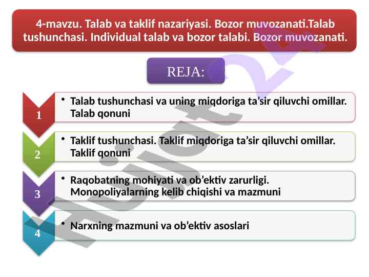 Bozor talabi va taklif qonunlari tahlili