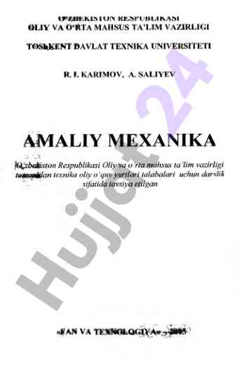 Amaliy mexanika darsligi energetika bakalavrlari uchun