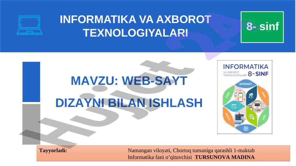 Web-sayt dizayni bilan ishlash mavzusi