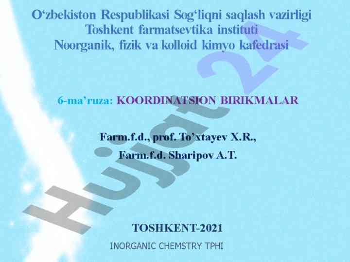 Kompleks birikmalar kimyosi va ularning ahamiyati