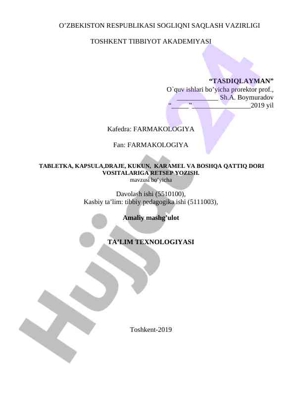 Farahkologiya dori vositalari bo‘yicha tavsiyalar