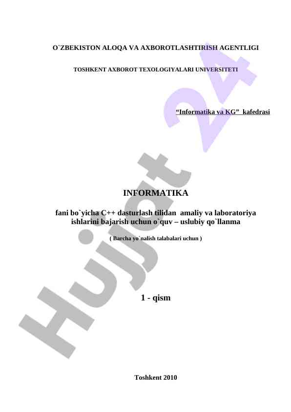 C++ dasturlash tili bilan amaliy ishlar qo‘llanmasi