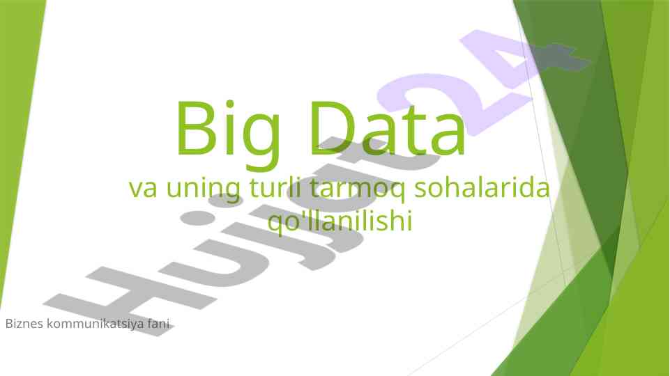 Big data va uning tarmoq sohalarida qo'llanilishi