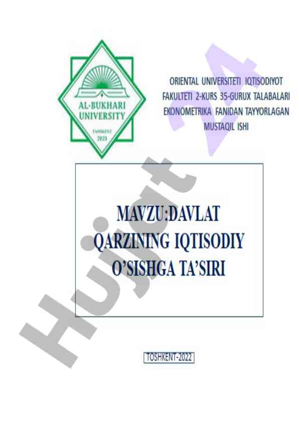 Davlat qarzining iqtisodiy o'sishga ta'siri