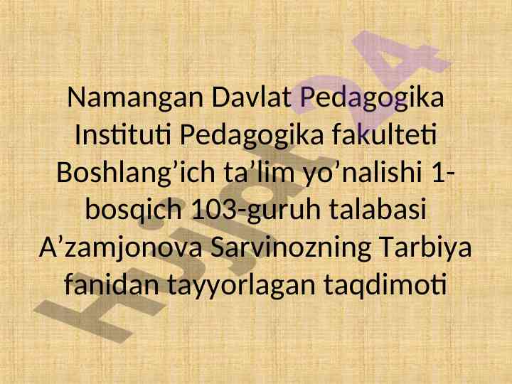 Tarbiya fanini o'qitishda tarbiya treninglari