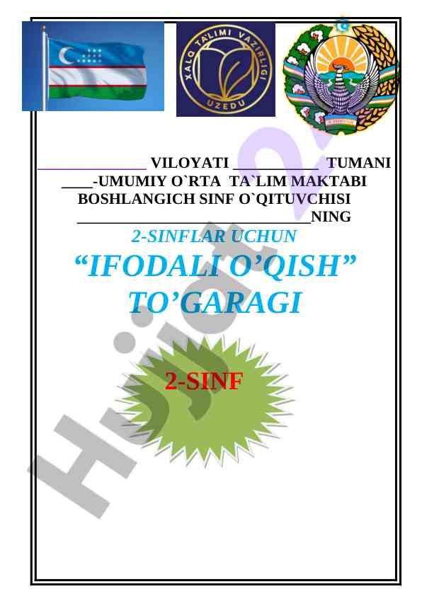 Ifodali o’qish to’garagi 2022-2023-o’quv yili