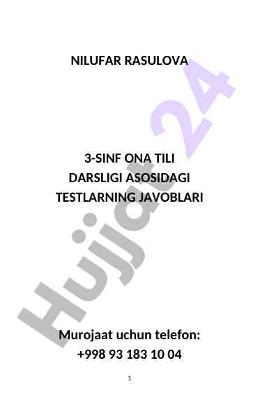 3-sinf ona tili darsligi asosidagi testlar