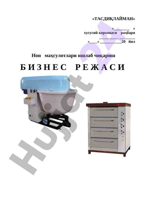 N xususiy korxonasi biznes rejasi