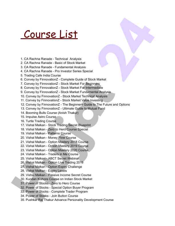 Comprehensive stock market course list and analysis