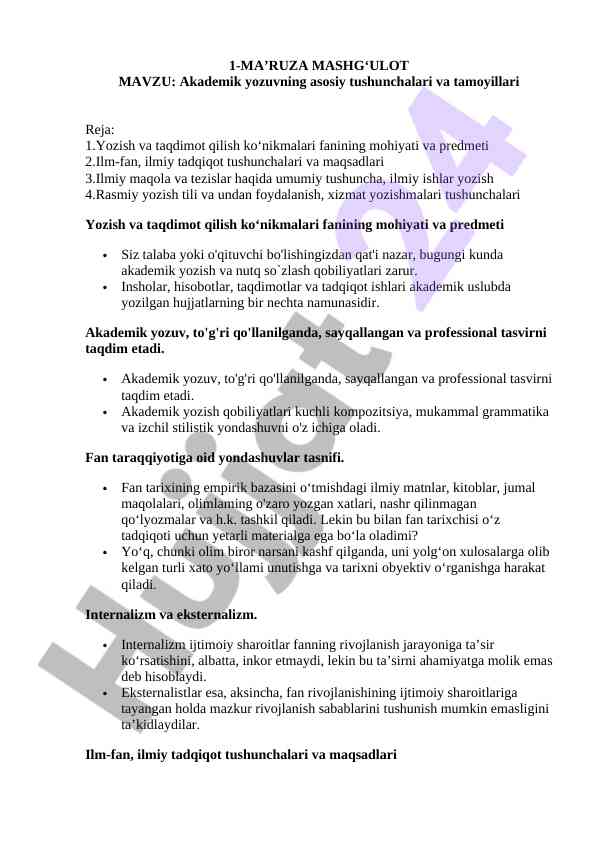 Akademik yozuvning asosiy tushunchalari