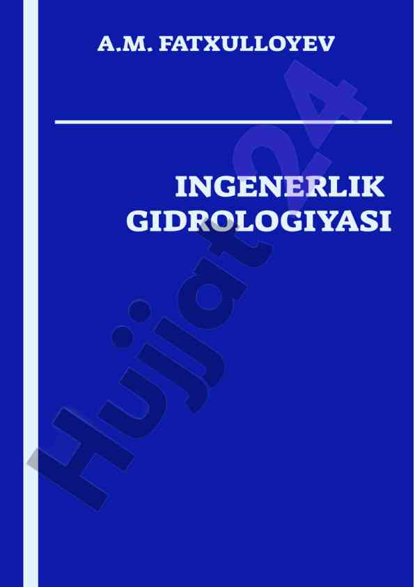 Injenerlik gidrologiyasi o'quv qo'llanma 2021