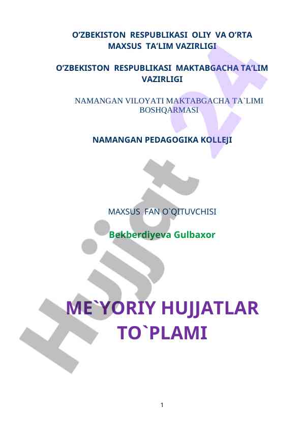 Maktabgacha ta’lim o‘qitish materiallari to‘plami