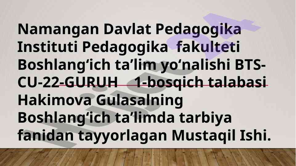Tarbiyachi o'qituvchi va o'quvchining hamkorligi
