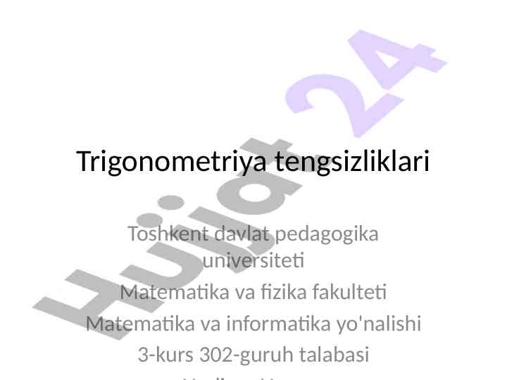 Trigonometriya tengsizliklari va ularni yechtirish