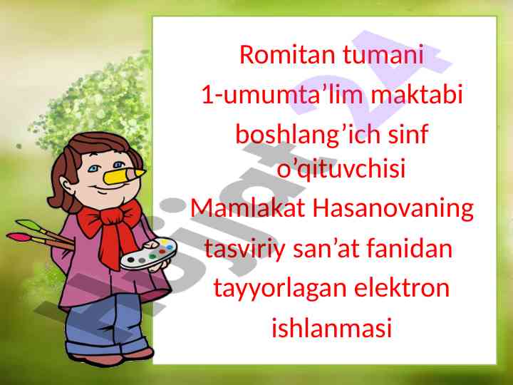 Olkamda bahor tasviriy san’at elektron ishlanmasi