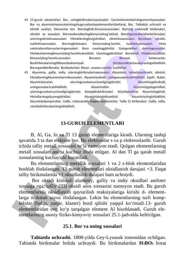 Bor elementining fizik kimyoviy xossalari