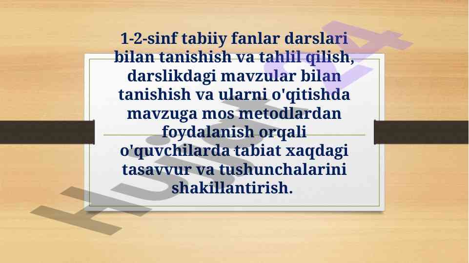 1-2-sinf tabiiy fanlar darslari rejasi va tahlili