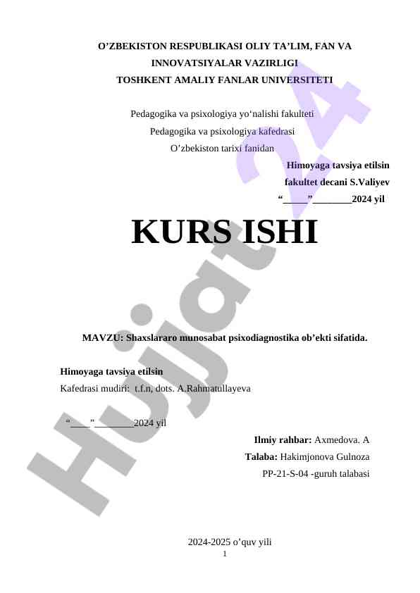 Shaxslararo munosabat psixodiagnostika ob’ekti