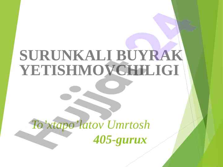 Surunkali buyrak yetishmovchiligi diagnozi va davolash