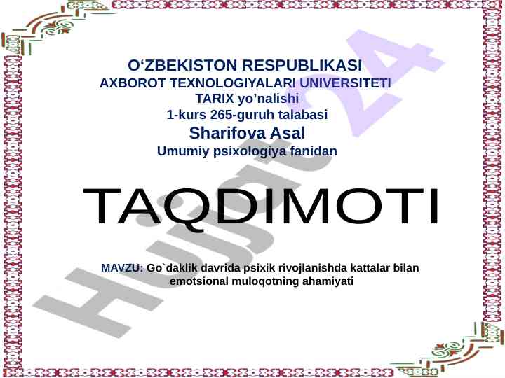 Go‘daklik davrida psixik rivojlanish ahamiyati