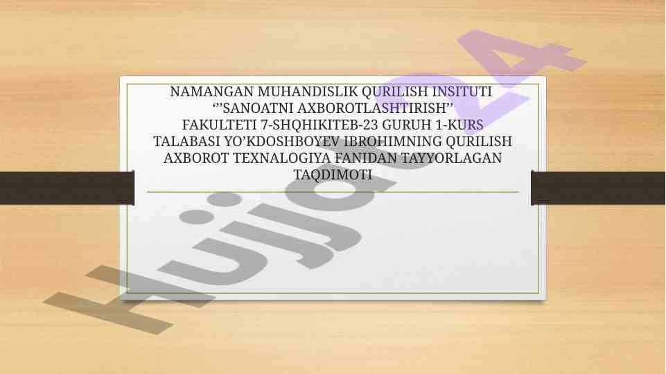 Microsoft excel dasturiga kirish taqdimoti