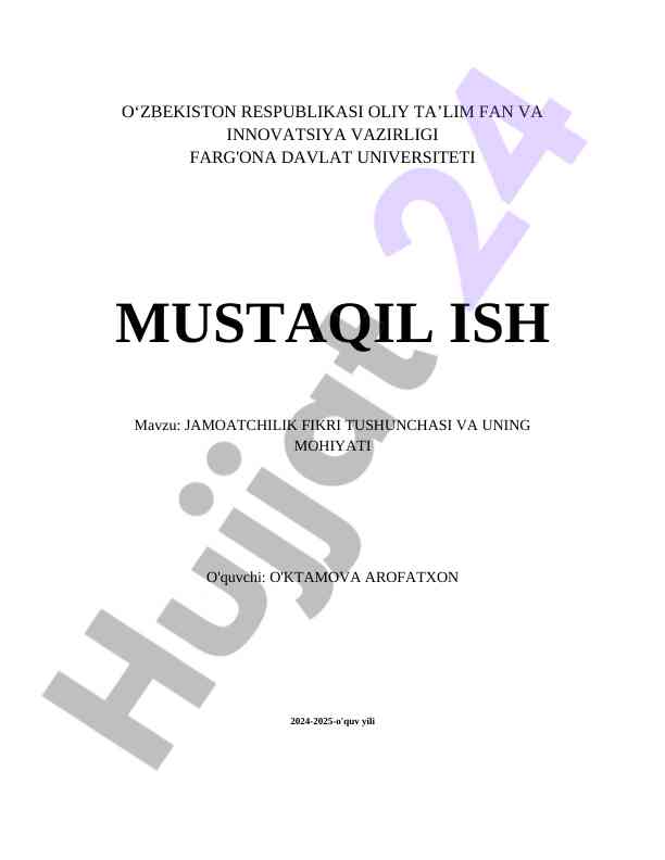 Jamoatchilik Fikri Tushunchasi Va Uning Mohiyati
