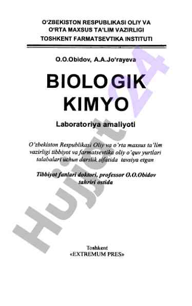 Biologik kimyo laboratoriya amaliyoti darslik