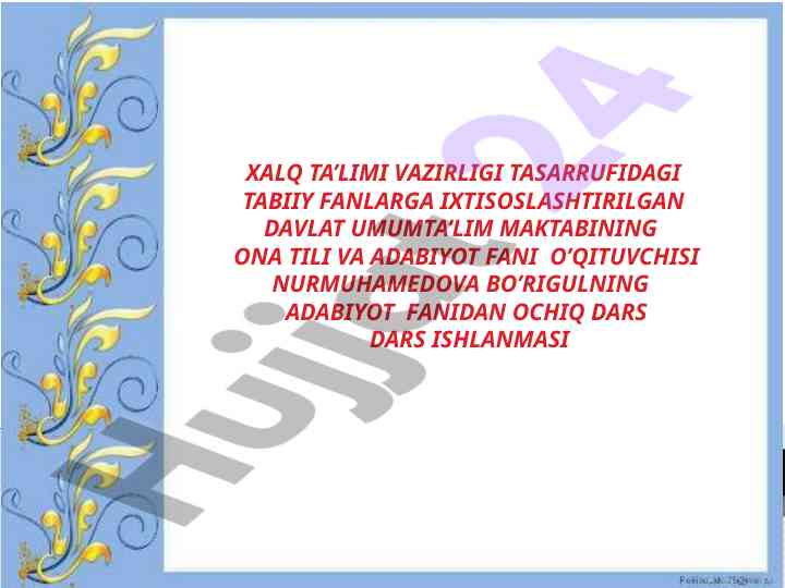 Ona tili va adabiyot o'qituvchisi dars ishlanmasi