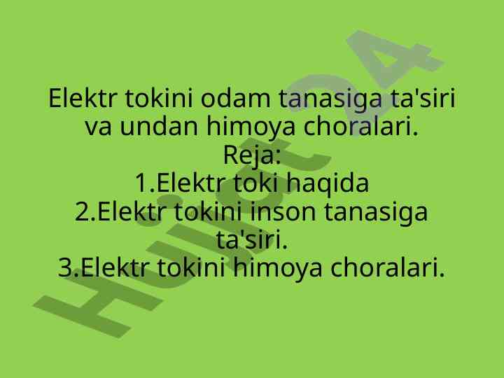 Elektr Tokining Inson Tanasi Ta'siri