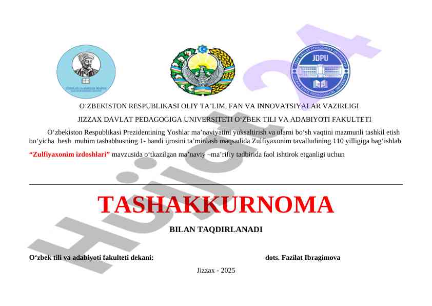 Zulfiyaxonim izdoshlari ma'naviy tadbiri