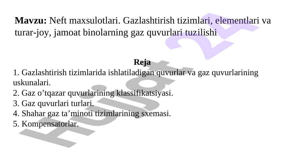 Gazlashtirish tizimlarida gaz quvurlari tahlili