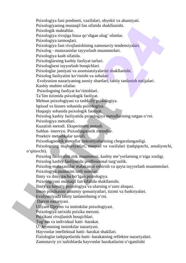 Psixologiya fani va uning ahamiyati