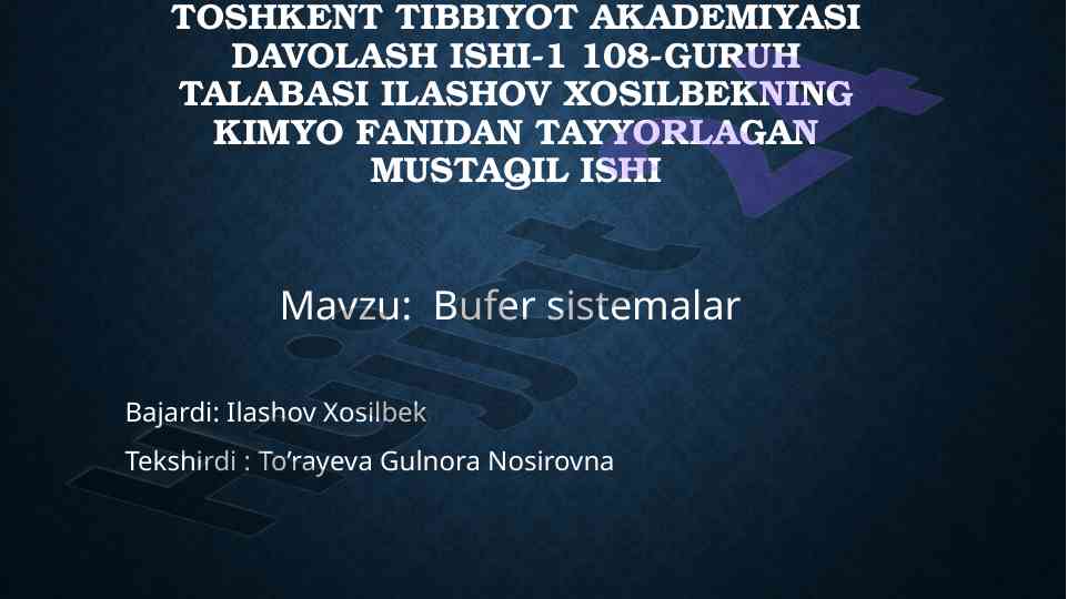 Bufer sistemalar haqida mustaqil ish