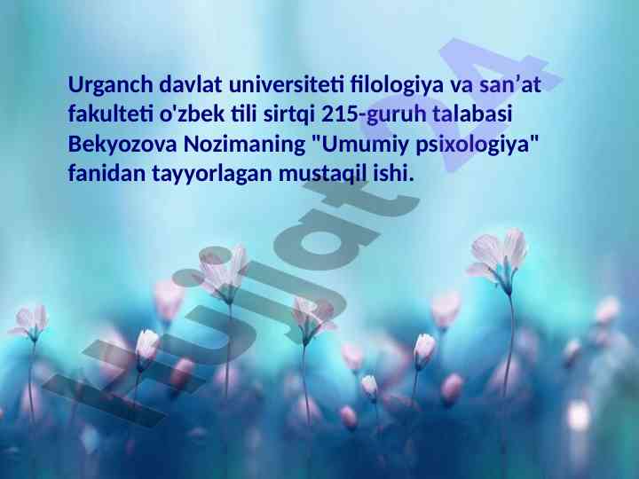 Diqqat turlari va uning xususiyatlari mavzusi